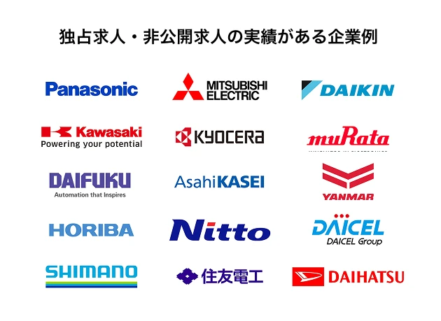 独占求人・非公開求人の実績がある企業例
