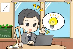 カフェでネットサーフィンをする男性